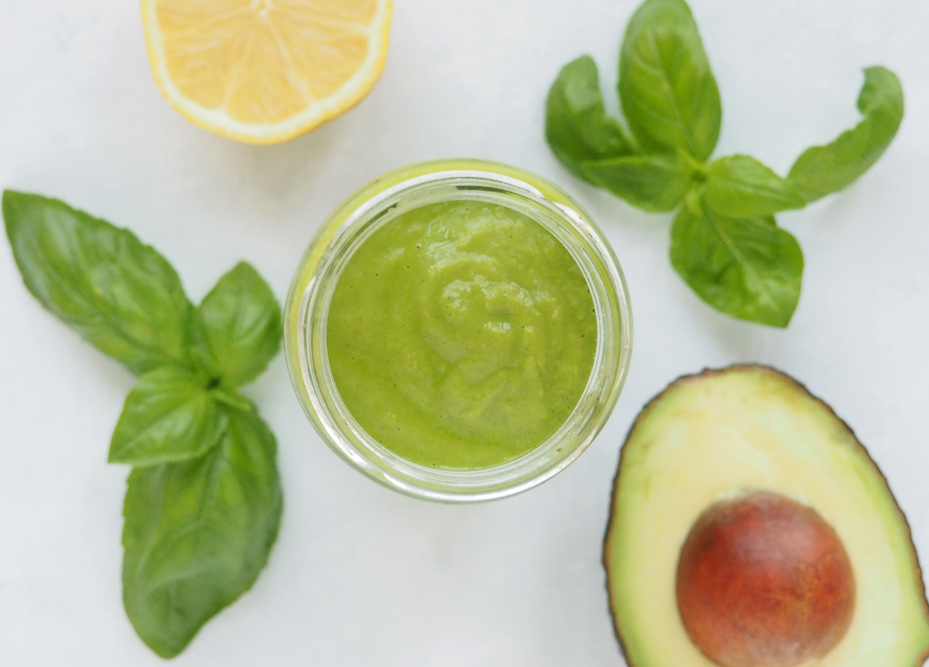 Healthy Green Avocado Basil Salad Dressing (vegan)