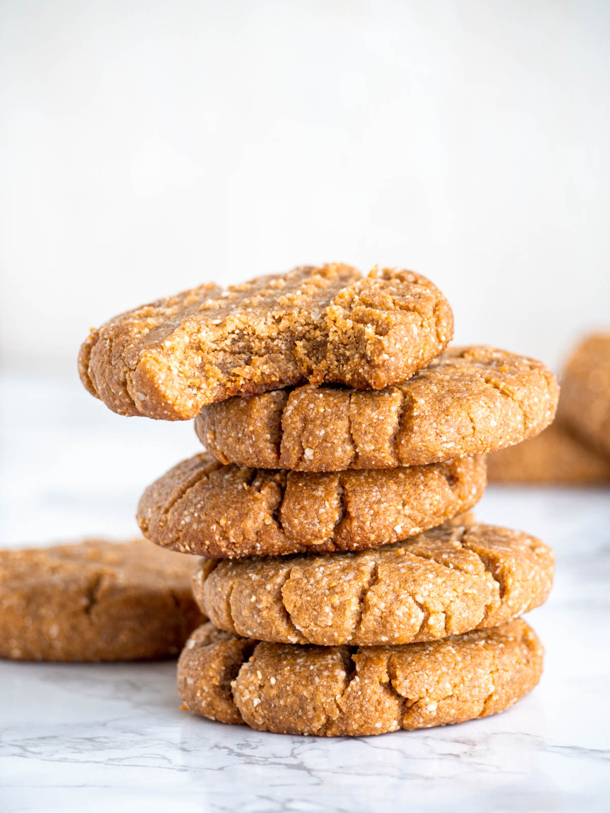 vegan gluten free peanut butter cookies stacked